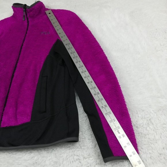 Fila Sport Womens Jacket Fleece Faux Fur Purple Black Full Zip Pockets Front M - Picture 4 of 12